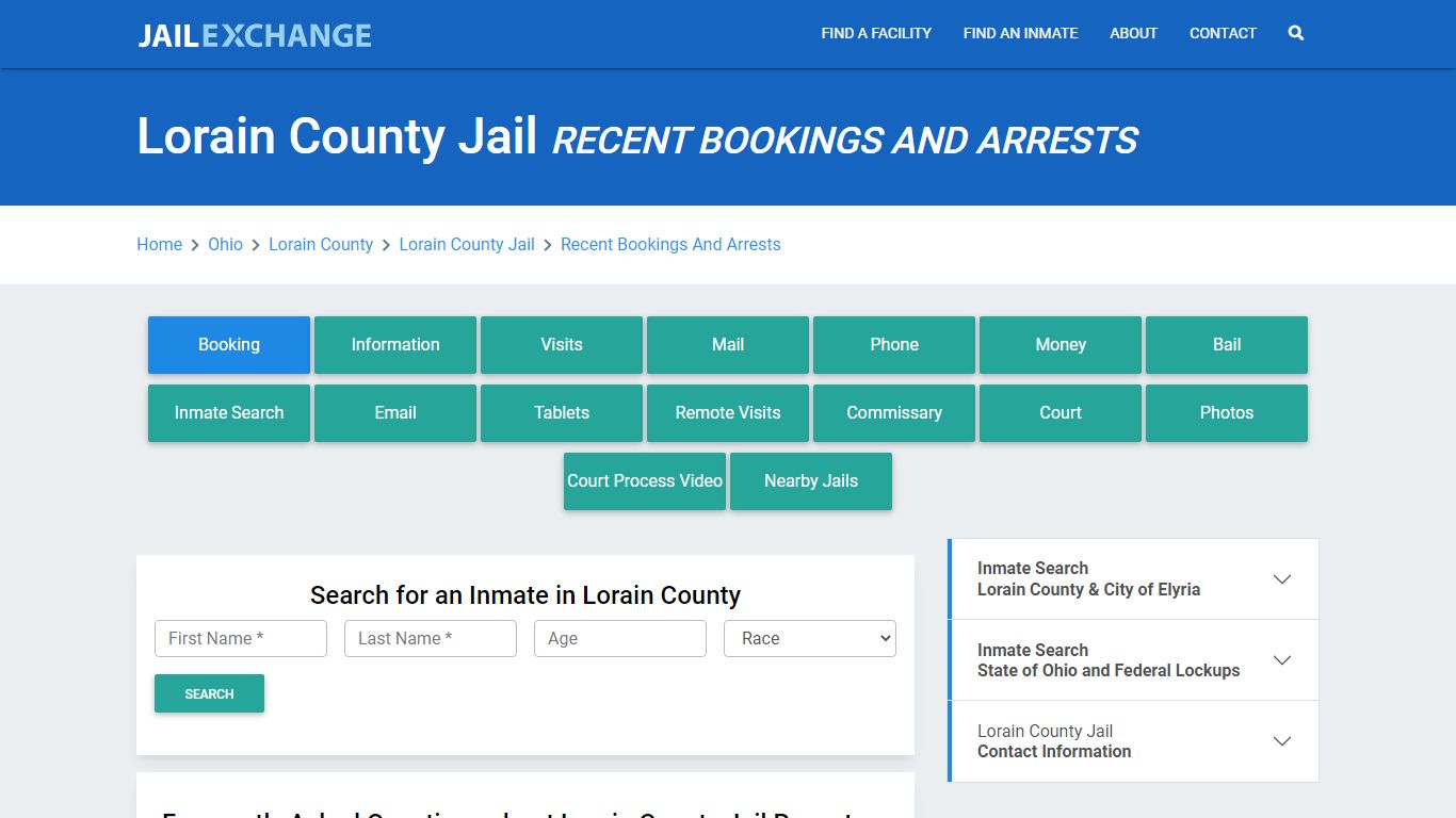 Lorain County Jail Recent Bookings And Arrests - Jail Exchange